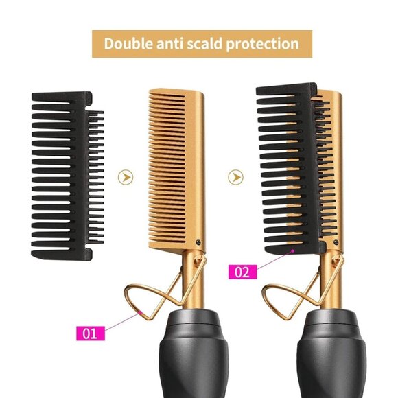 Hair Straightener Comb Pro Electric Beard Straightening Comb Heat Hot Comb Press - Picture 10 of 11